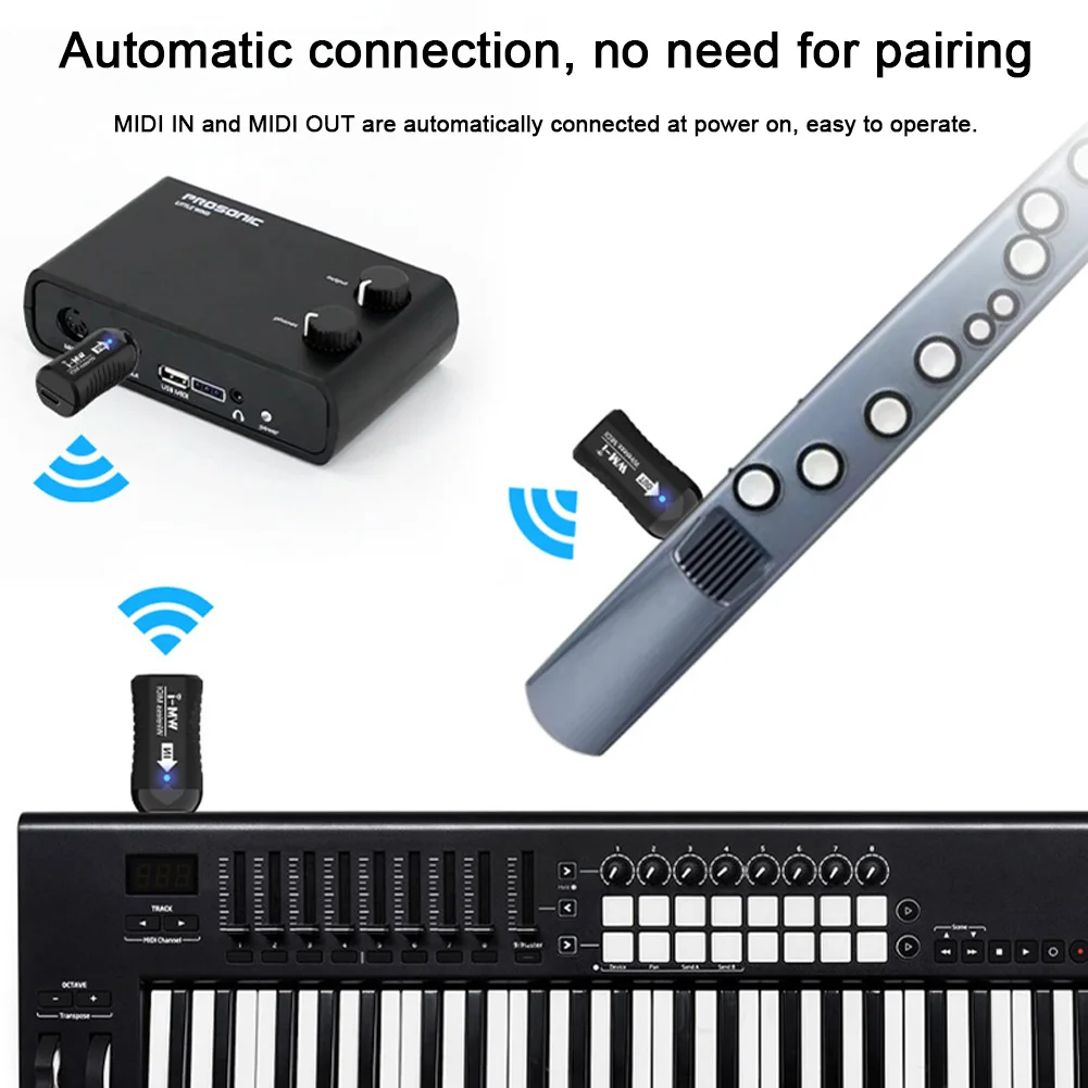 Wireless MIDI Adapter Plug and Play Support Mini Wireless Transmission MIDI System Midi Wireless System for Electric Guitar