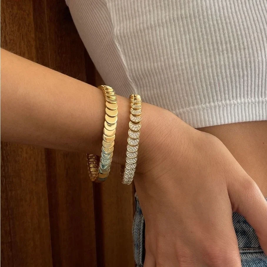 

2025 Gold Color Smooth Surface Moon Shaped Links Tennis Chain Charm Bracelets For Women Girl Fashion Necklaces Jewelry Sets