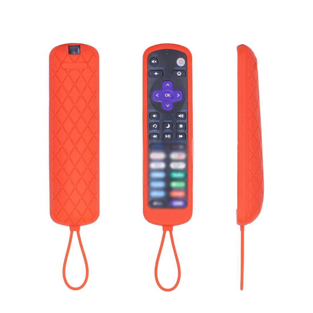 For General Remote Control Silicone Protective Case with Rope and Glow in the Dark Stripe Luminous Blue Purple Green Red Blue