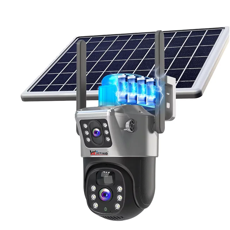 V380pro Solarbatteriebetriebene WiFi-Kameras, 6 MP, Menschenerkennungsalarm, Zwei-Wege-Sprach-Solarkamera