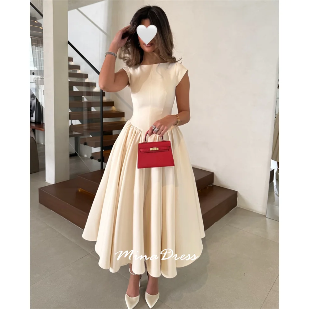 

Mina Customized Pocket Arabic Evening Dress Luxury Party Dress Pleated Dresses for Special Events Tea Long Elegant Woman Prom