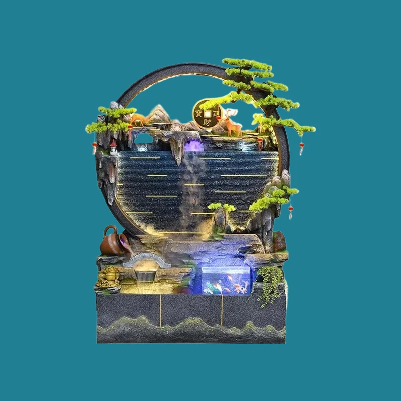 

Garden water curtain wall, running water screen, living room ornament, lucky feng shui wheel, fish pond landscaping view