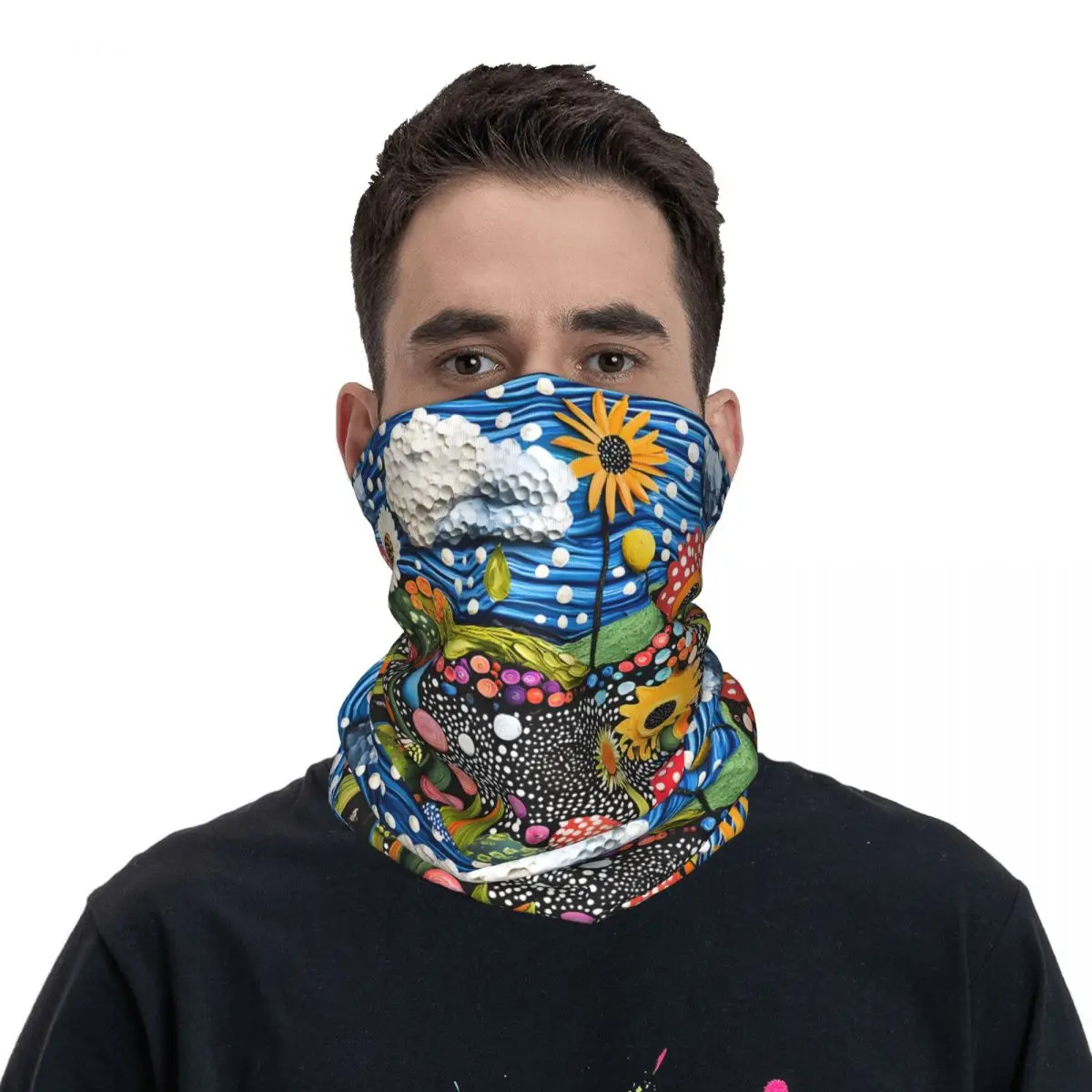 Polka Dot Garden Art Thin Bandana Neck Gaiter Polish Folk Wrap Scarf Headband Neck Cover image 3