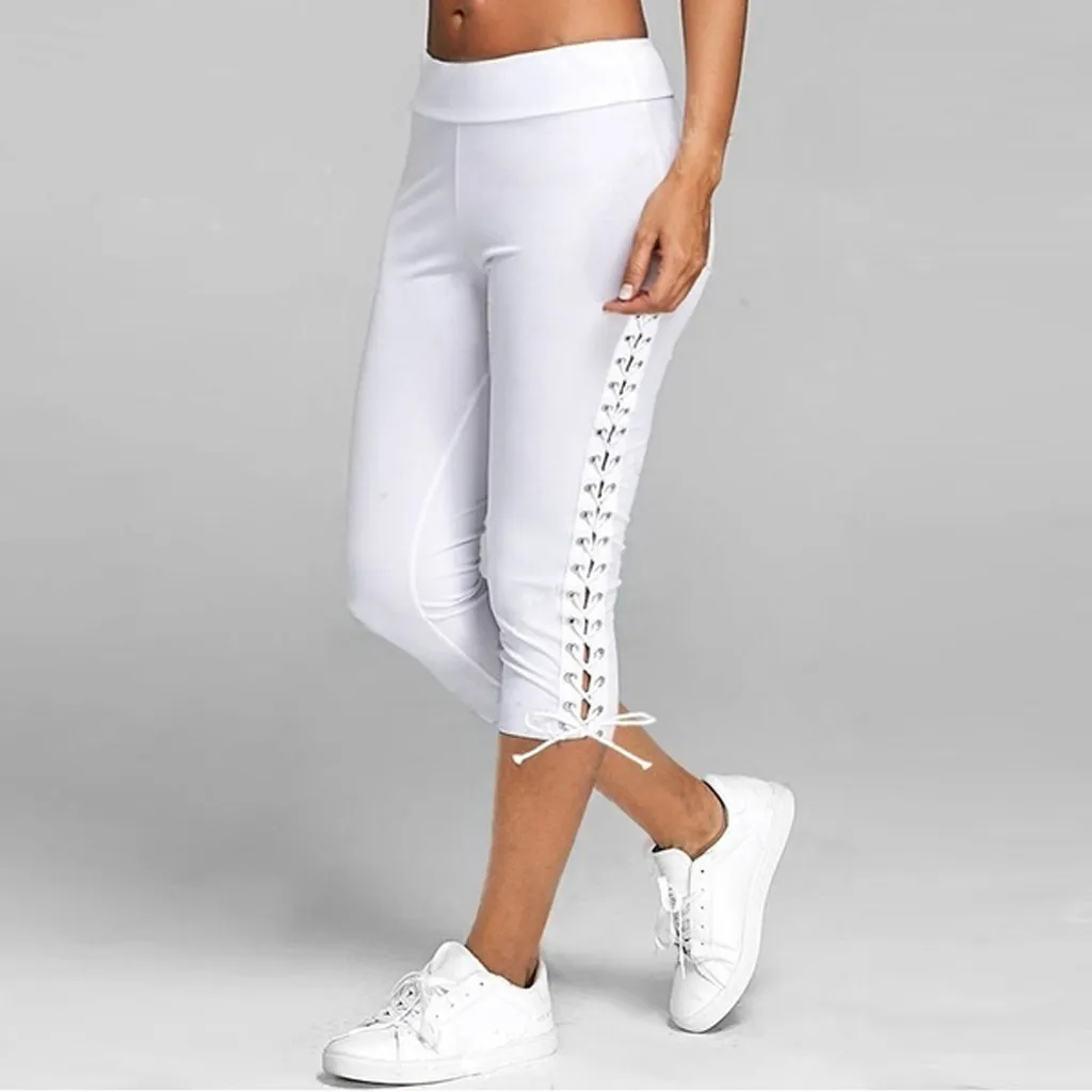 Mode lässig schlanke dünne Hosen für Frauen Streetwear hohe Taille schwarz weiß Bleistift hose kurze Hose Jogging hose