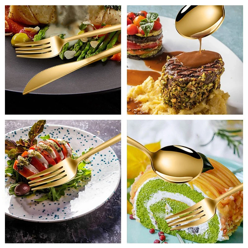 Juego de cubiertos de acero in - Gold Cutlery Flatware reseña y precio