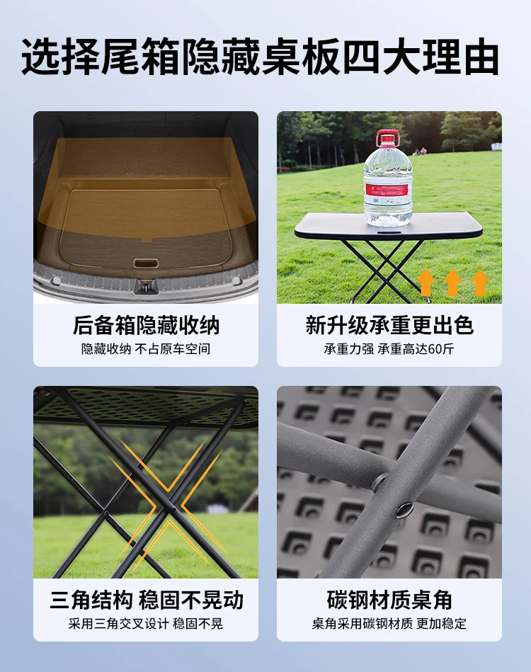 For Tesla Trunk Small Table Board Modely/3 Car Camping round Picnic Table Ya Tail Box Portable Folding Table