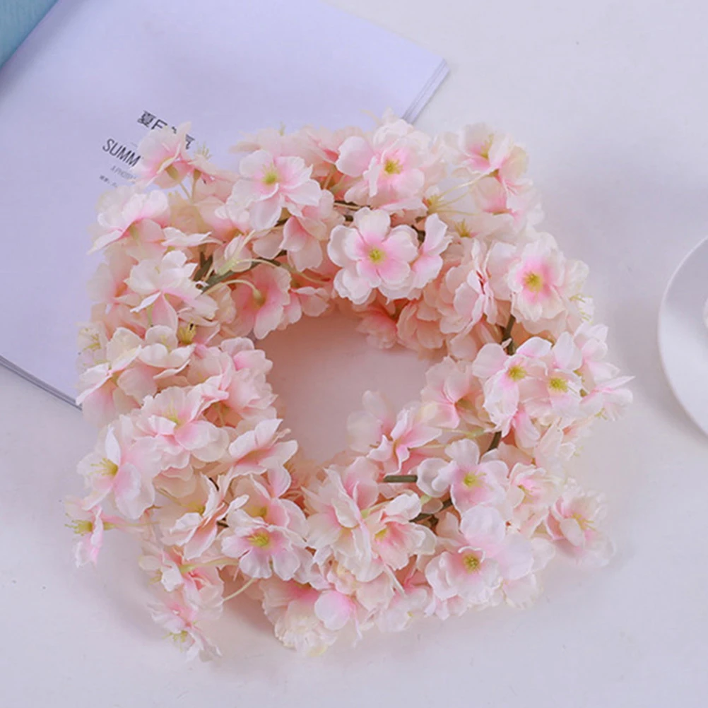 

4pcs Imitation Cherry Blossom Rattan Strings Bright Vivid Color Decorative Hanging Vines Artificial Plant Vine Simulation Swag