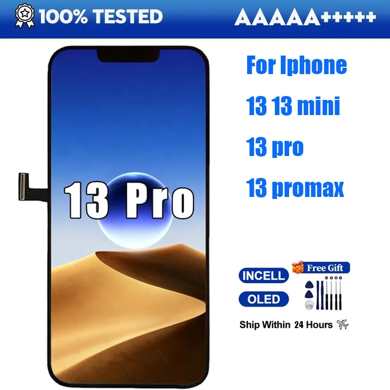 Replacement LCD OLED Display for iPhone 13 13 mini pro promax Touch Screen with Glass Digitizer Mounted and Repair Tool Kit