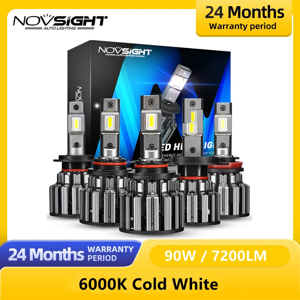 

Лампы головного света NOVSIGHT, H4, 9005, 9006, 6000, HB3, HB4, 90 Вт, лм, K, 12 В