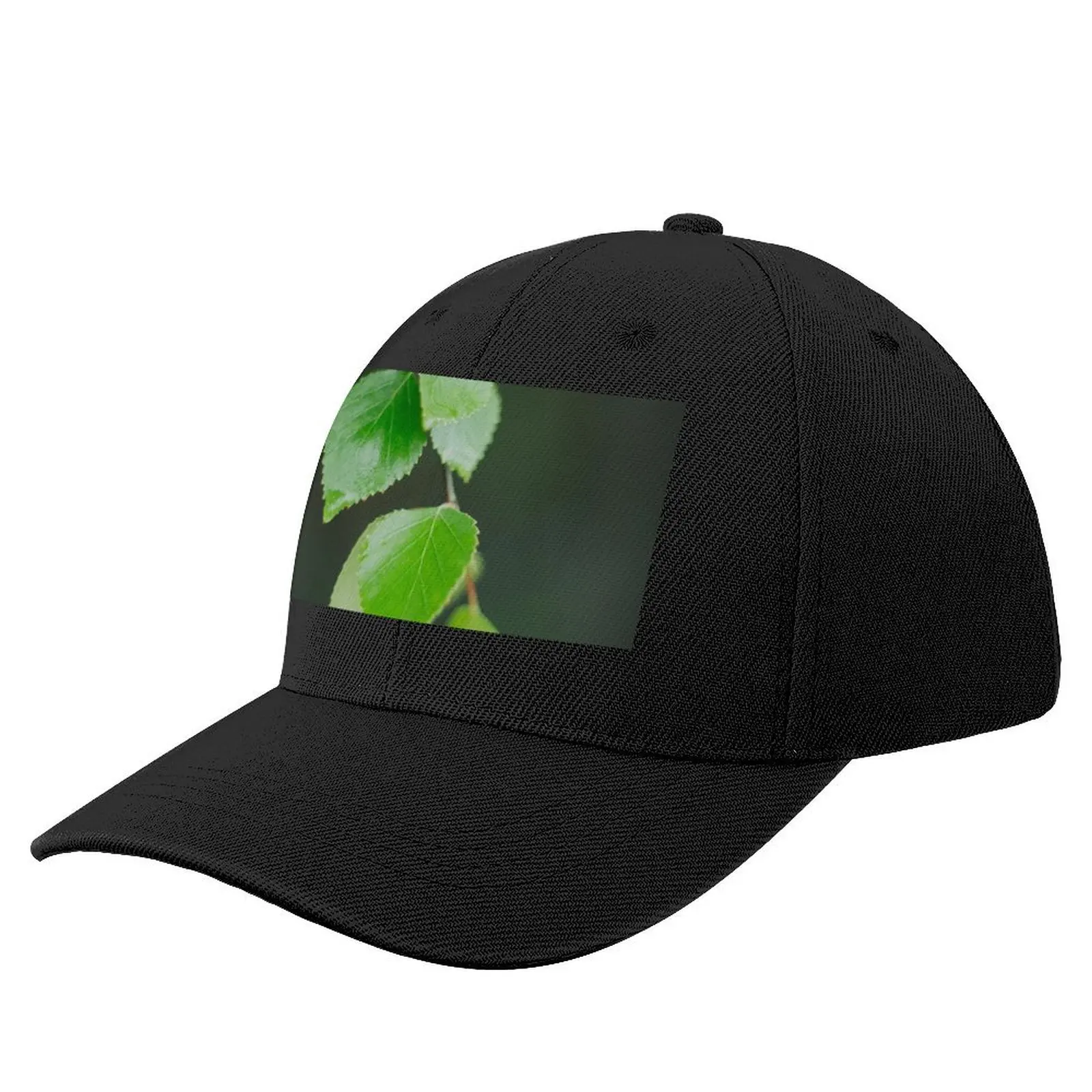 green birch leaves with drops of water after rain closeup Baseball Cap Cosplay Snap Back Hat New In Hat Women's Hats 2024 Men's