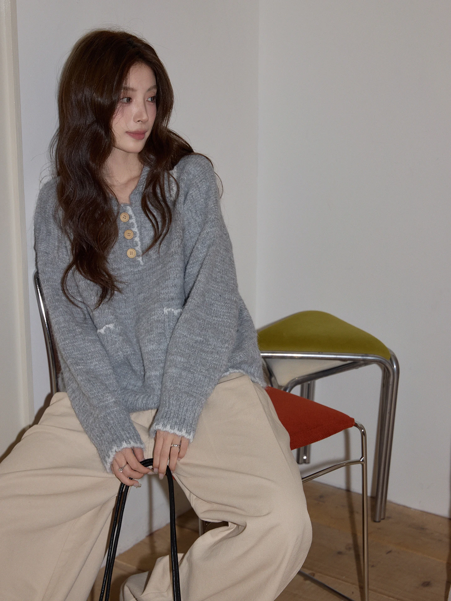 

Женский утепленный свитер с длинным рукавом, свободный повседневный крой, осенне-зимняя модная одежда в стиле Lazy Attitude