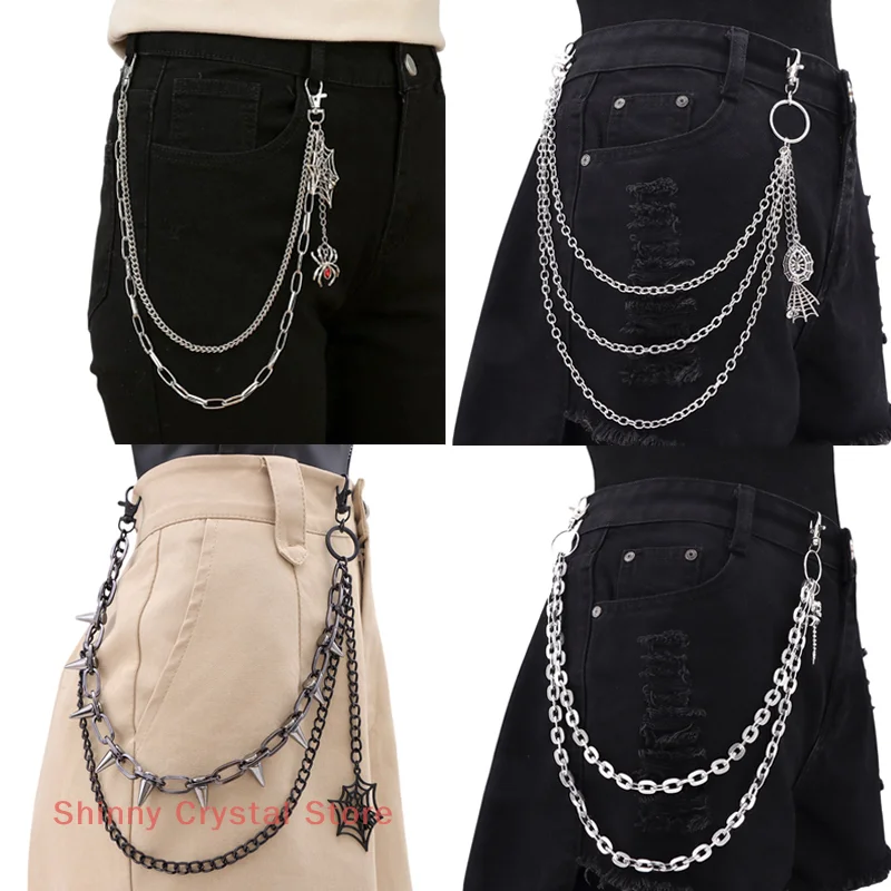 

Hip Hop Spider Web Pendant Jeans Chain Fashion Versatile Punk Metal Pants Chain Multilayer Pants Decoration Waist Chains Gifts