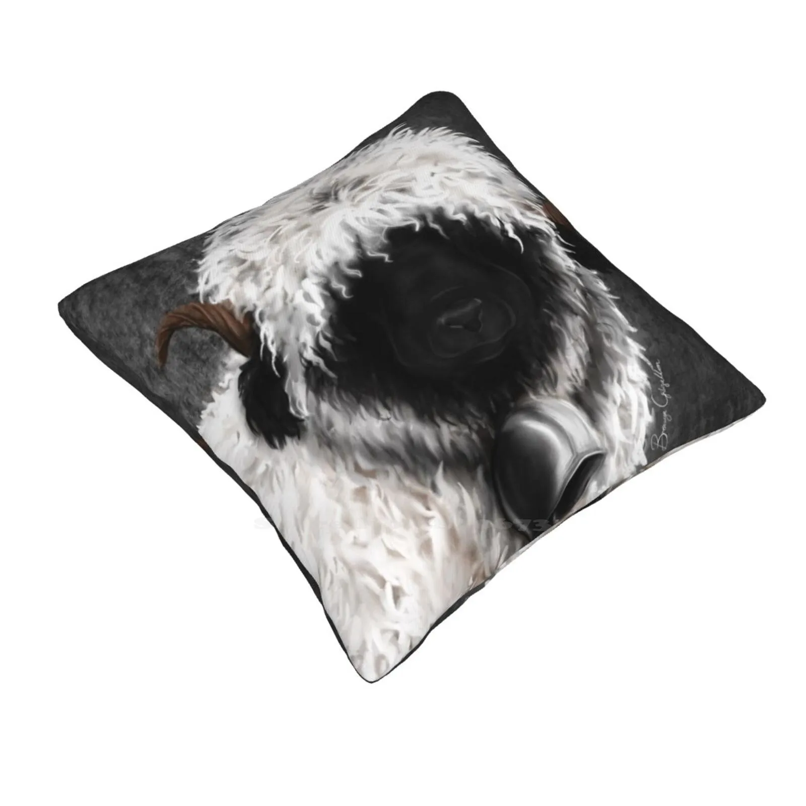 Belle. The Valais Blacknose Sheep Soft Comfortable Pillowcase Valais Blacknose Swiss Sheep Switzerland Belle Black Sheep Fluffy