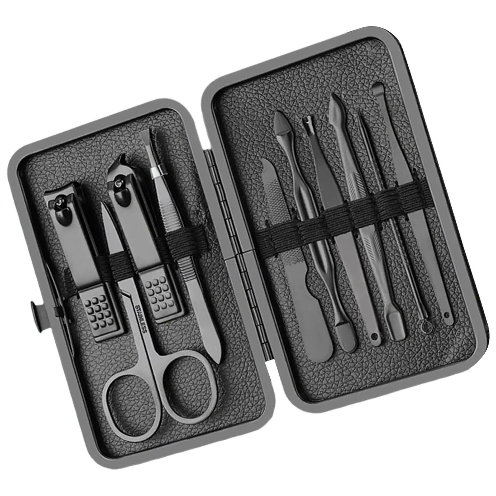Cortauñas Kit de cortadores de manicura de acero inoxidable Juego de cuidado de uñas portátil con estuche de cuero para viajes
