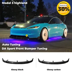 Glossy Black Front Lip Spoiler & Bumper Trim Kit for Tesla Model 3 Highland 2024 - DA Sport Body Styling Exterior Accessories