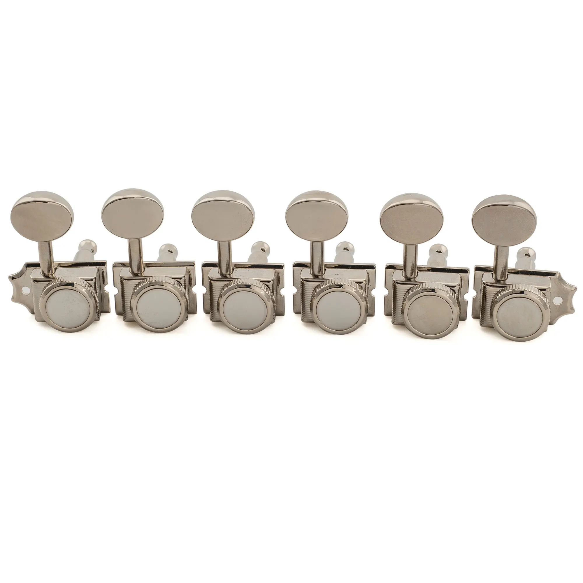 Musiclily Pro R18T 6-in-line 18:1 Ratio Semi Closed Vintage Hybrid Locking Machine Heads Tuners for Fender Squier ST TL Guitar
