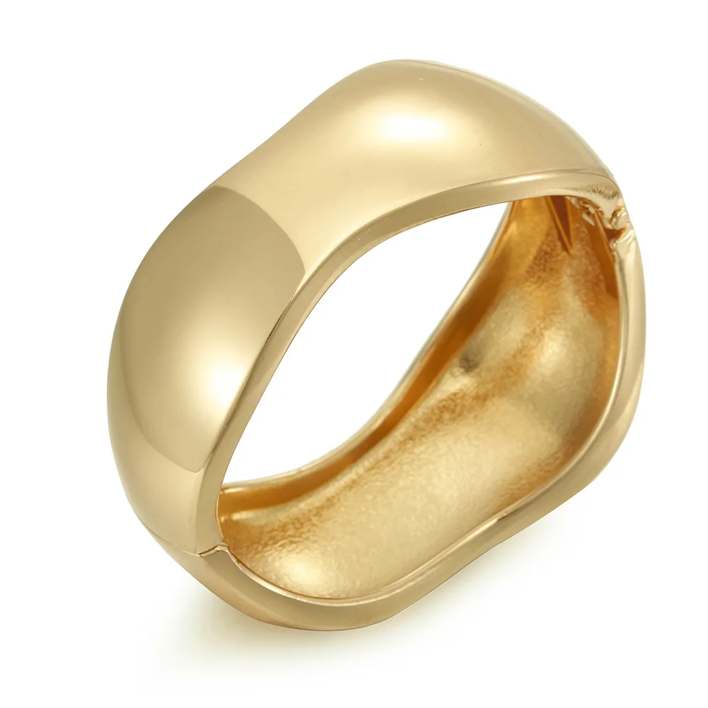 XIALUOKE Vintage Fashion Style Wide Face Round Smooth Surface Metal Cuff Bracelet For Women Personality Wrist Jewelry