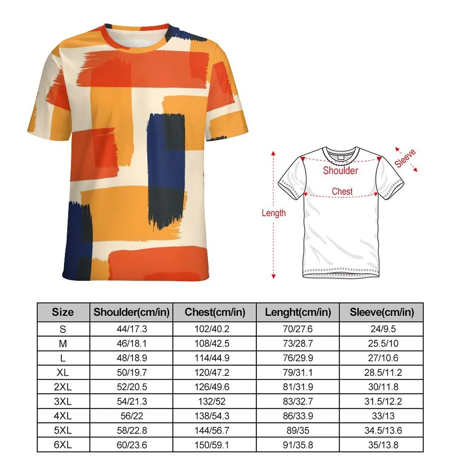 Plus Size T-Shirt Summer Brush T-Shirts Red Black Orange Streetwear O Neck Tshirt Man Hippie Graphic Tops