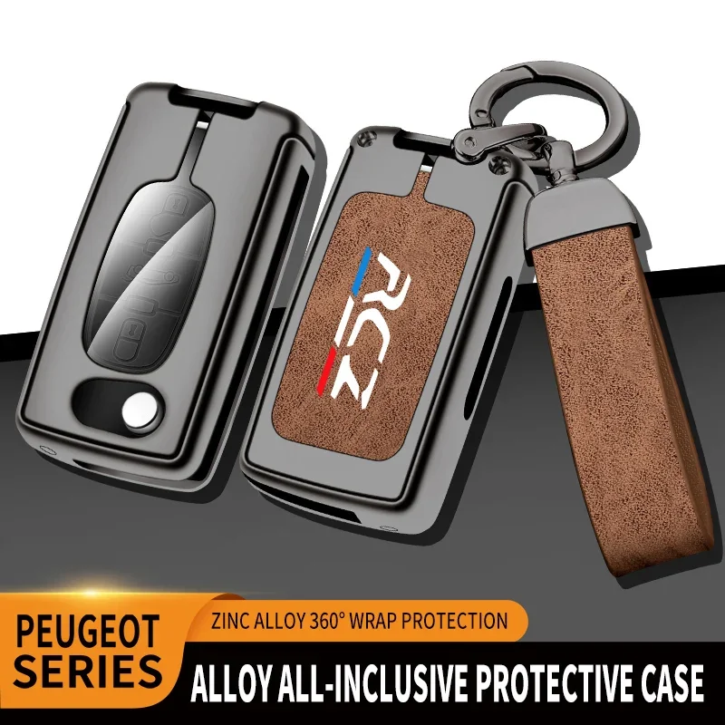 Car TPU Zinc Alloy Key Case Bag For Peugeot RCZ GT Line Coupe Car Key Chain Car Metal Key Shell Interior Decoration Accessories