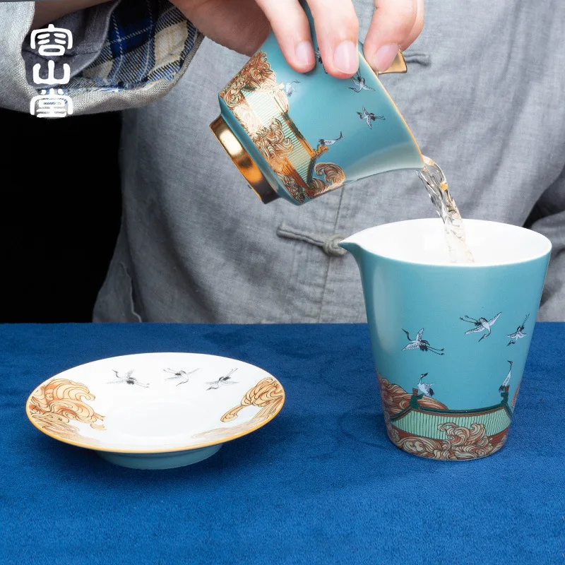 Chinese Style Ceramic Tea Cup, Three Talented Cover Bowl Pot, Tea Cup Teacup Fragrance Justice Cup New China-Chic Exquisite Gift view 2