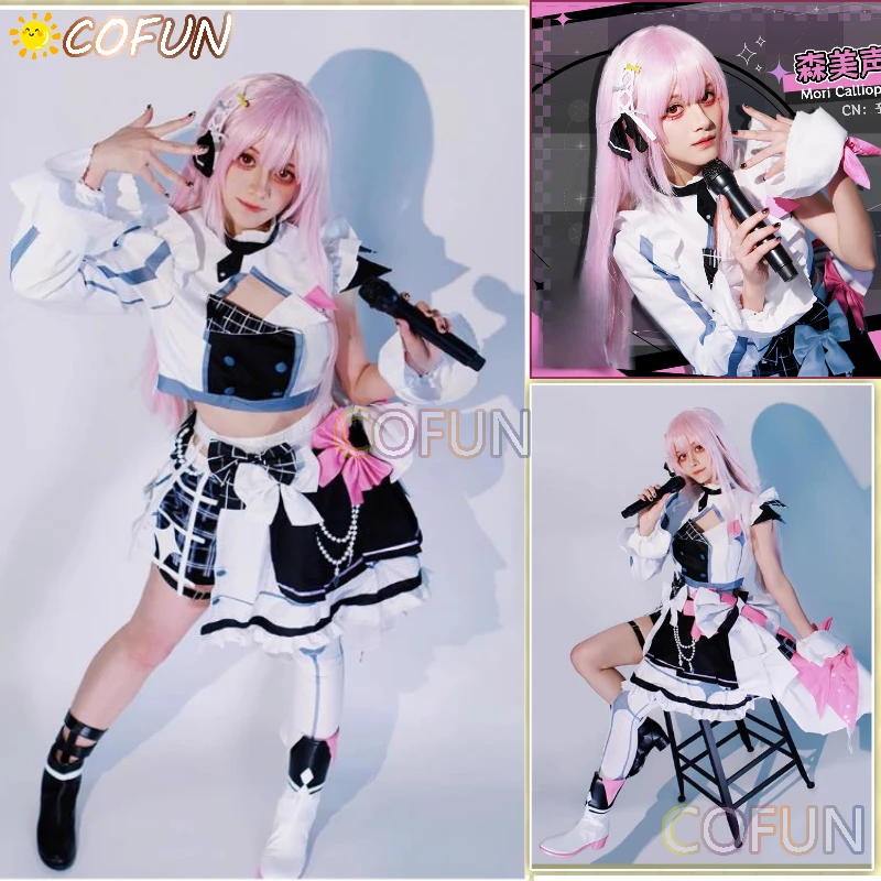 COFUN Vtuber Hololive 4th Mori Calliope Cosplay Costume Halloween Outfits Women Game Set Long Wig Lovely Maid Dress