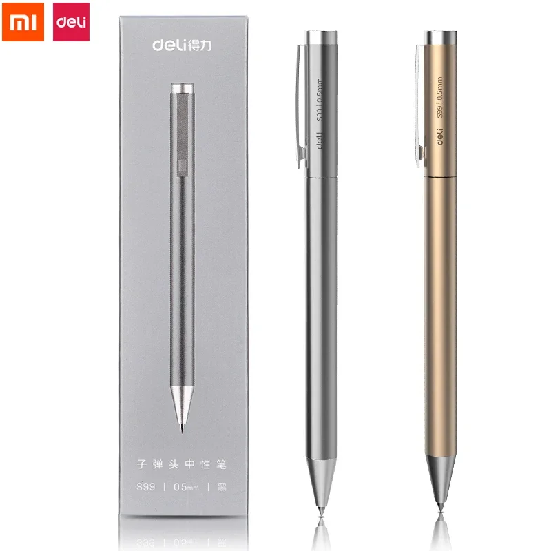 Xiaomi Deli Metal Sign Pen Smooth Swiss Refill Ballpen 0.5MM Writing Gel Pen for Office Students Business Stationary Supplies