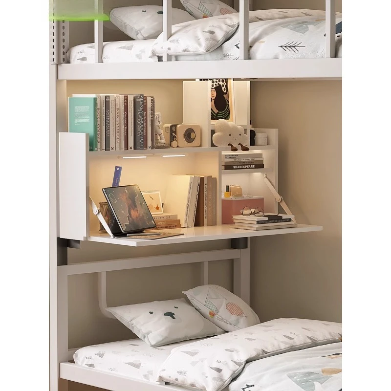 

Dormitory bed cream wind desk computer desk student bunk bedside bookcase integrated