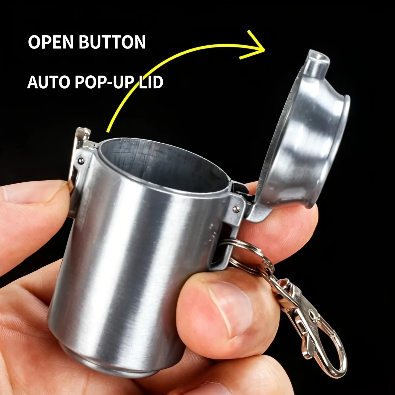 Mini Easy-Pull Can with Key Chain Automatic Pop-Up Lid Car Outdoor Portable Leak-Proof Ash Storage Box