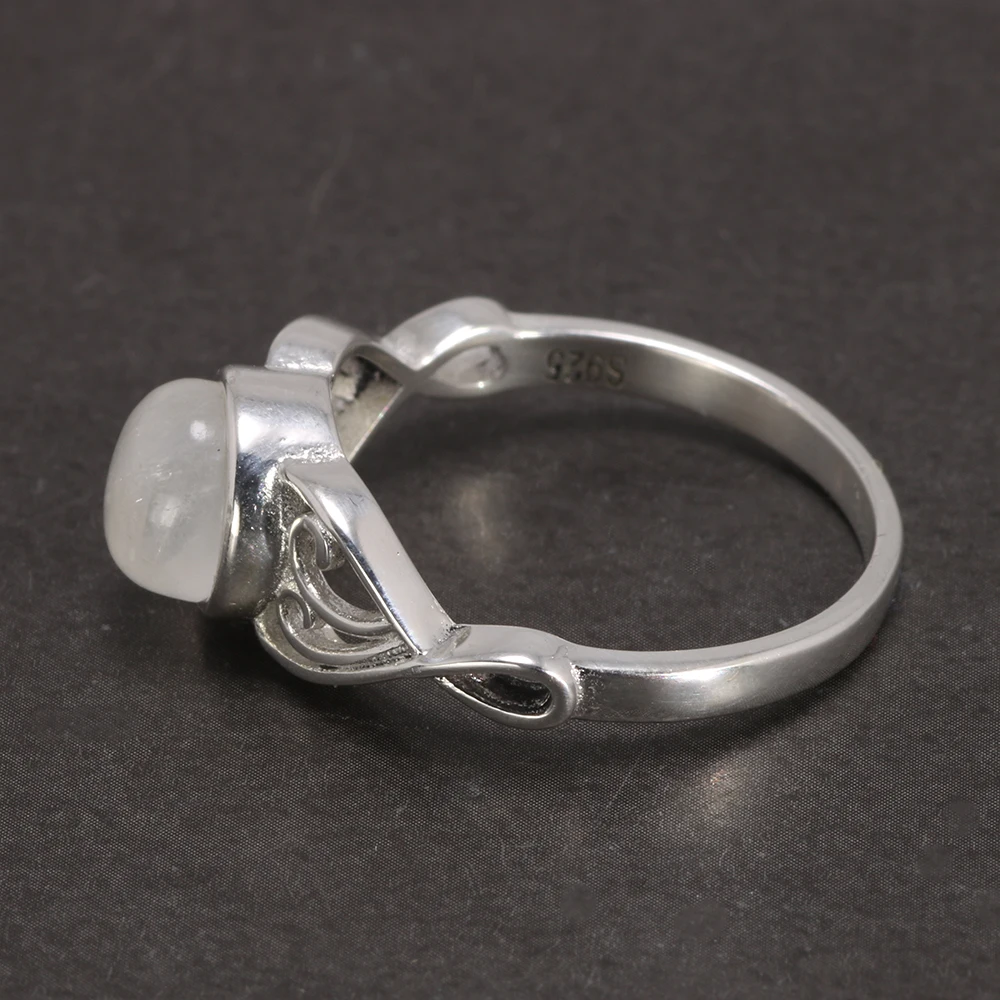 8mm natural moonstone feminino anéis real 925 prata esterlina estilo vitoriano solitaire anel