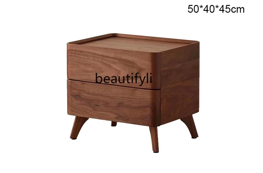 

Black walnut solid wood bedside table household small apartment bedroom living room side cabinet modern simple locker