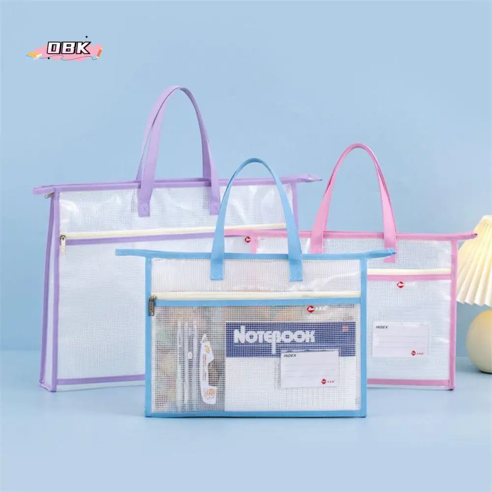 

Clear A3/A4 File Storage Bag Thickened Waterproof Zipper Pouch Bag Large Capacity with Handle Art Portfolio Case