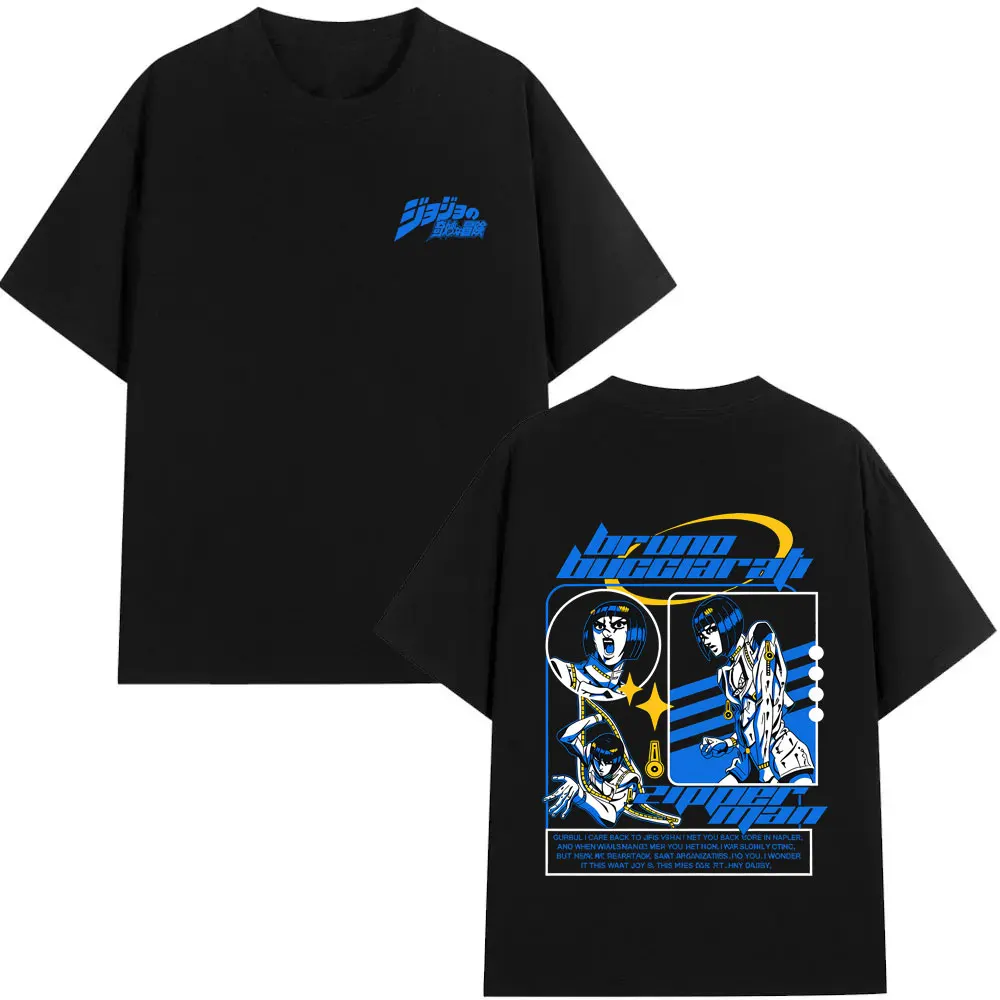 

Anime Jojo's Bizarre Adventure Bruno Bucciarati Merch T Shirt Men Women Manga Vintage T-shirts Male Summer Oversized Streetwear