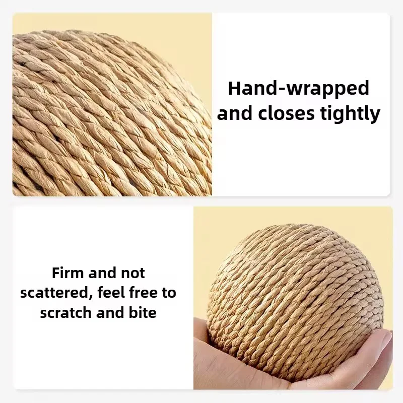 Large Size Sound Making Cat Sisal Ball Toy Durable Bite Resistant Grinding Claw Interactive Kitten Chew Toy Boredom Relief Tease - view 5