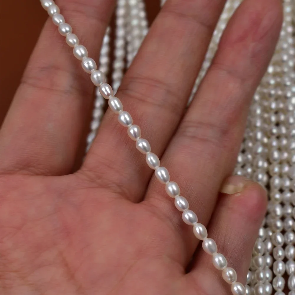 

Natural Freshwater Pearls AAAA 3-4mm Delicate High Quality Small Rice Beads 100% for Jewelry Making DIY Women Necklace Accessory