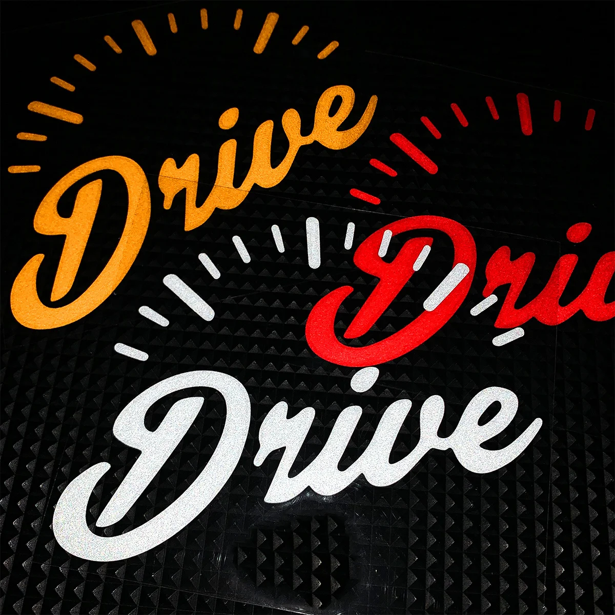 1pc Speedometer Drive Cursive Text Waterproof Stickers 4 Colors Decals For Motorcycle Car Helmet Rear Window Decor