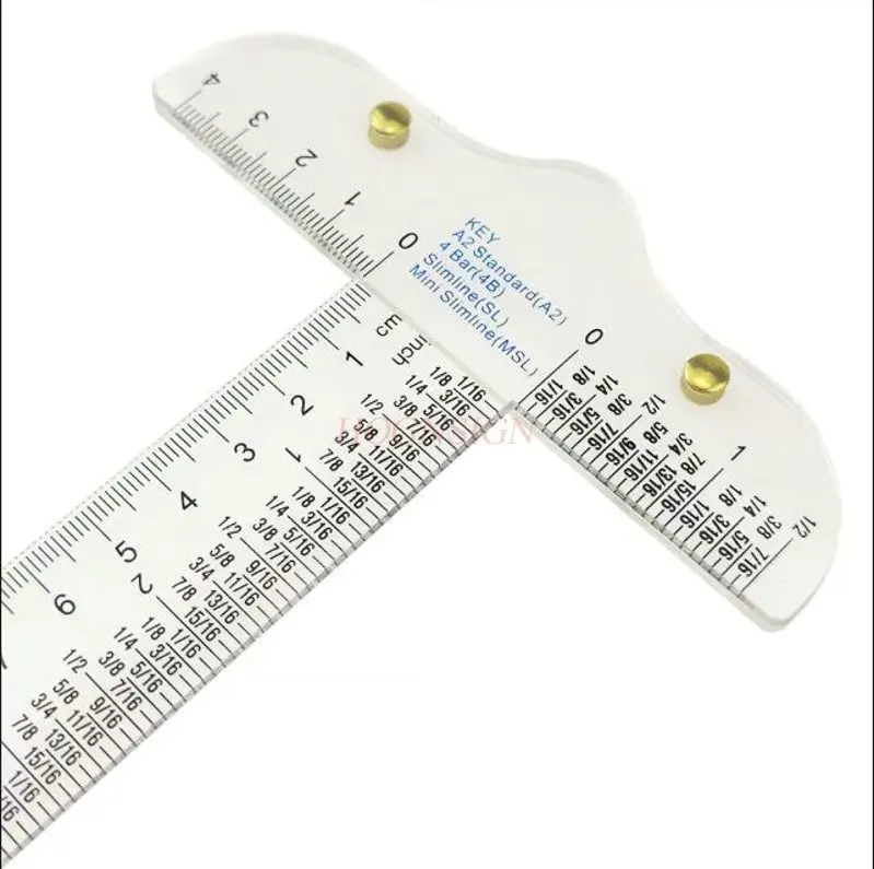 Regla acrílica transparente en forma de T, regla de referencia de escala de medición dual de 6 pulgadas, regla de borde de rompecabezas plano dibujado a mano, 1 Uds.