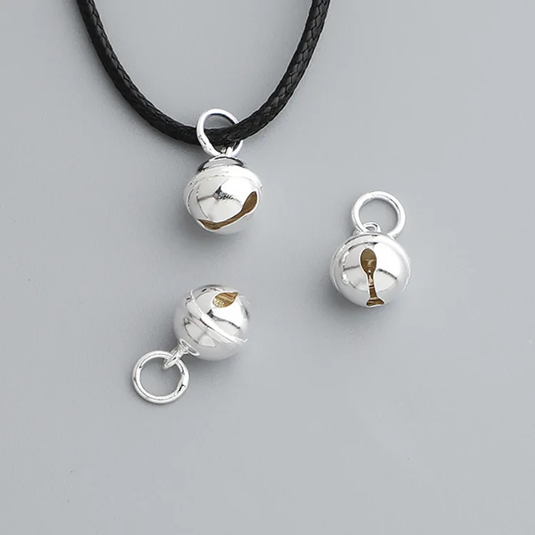 1pc 925 Sterling Silver Ringing Jingle Bells 8.5x6.3mm Adults/Children Decor Silver Charms/Pendants DIY Jewelry Bracelets Bangle