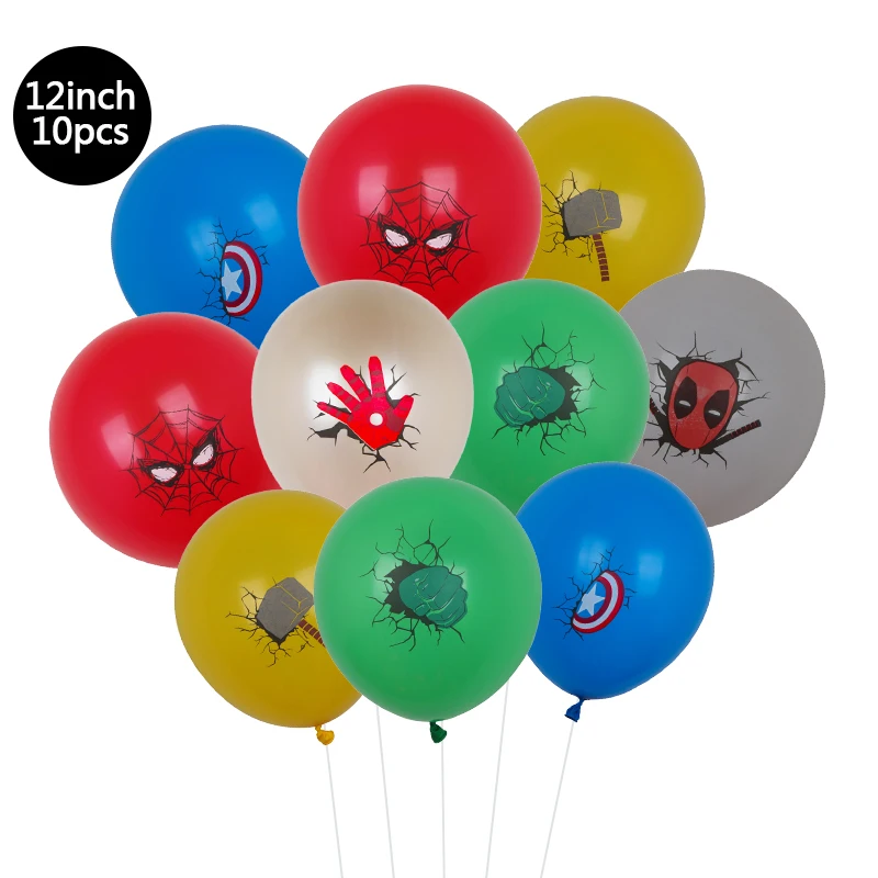 1Set Super Hero Balloons Iron Man Hulk Spiderman Balloon Set Birthday Banner Cake Topper Hero Theme Party Decoration Supplies