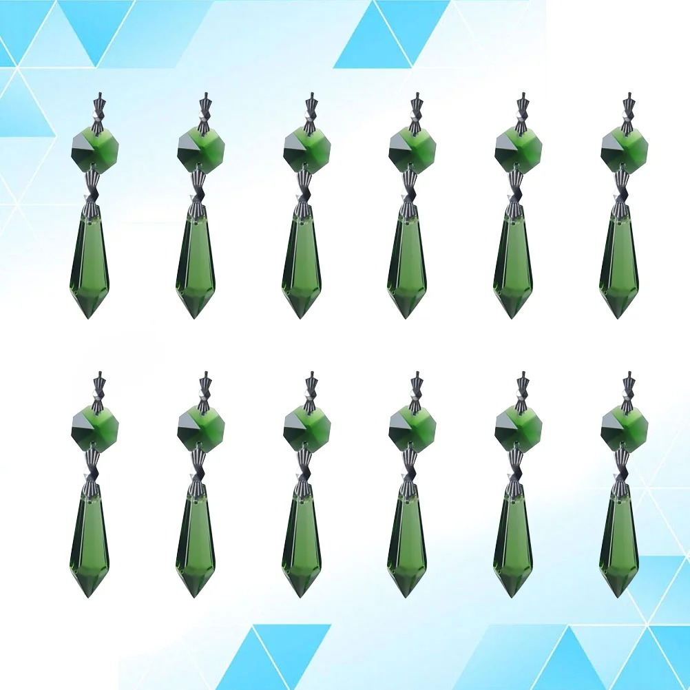 

12 Pcs Charm Holder Necklace Crystal Curtain Pendant Greencrystal Ornaments Hanging Branches