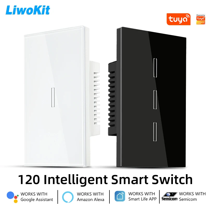 

LiwoKit Wifi smart switch Suitable for SEMICOM Smart App Alexa Google voice control No neutral wire Install Touch light switch