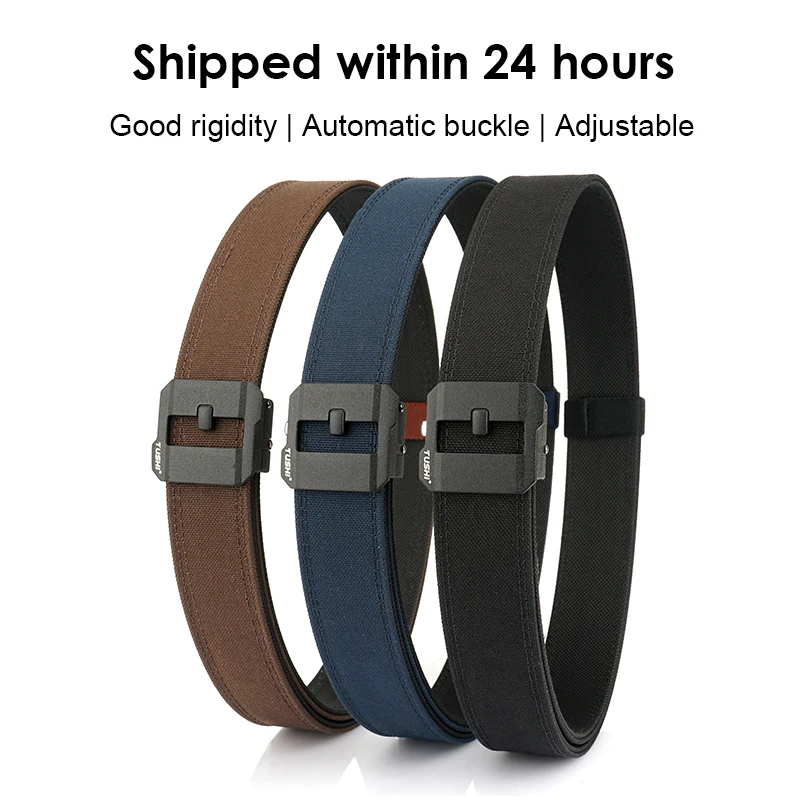 HSSEE Rigid Tactical Belt for Men Metal Automatic Buckle Adjustable Casual Belt Thick Nylon Military Belt Hunting Accessories
