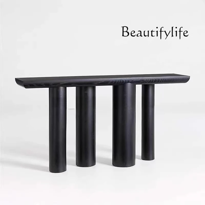 

Italian modern entrance table Nordic living room entrance entrance platform hall against the wall Simple solid wood strip case