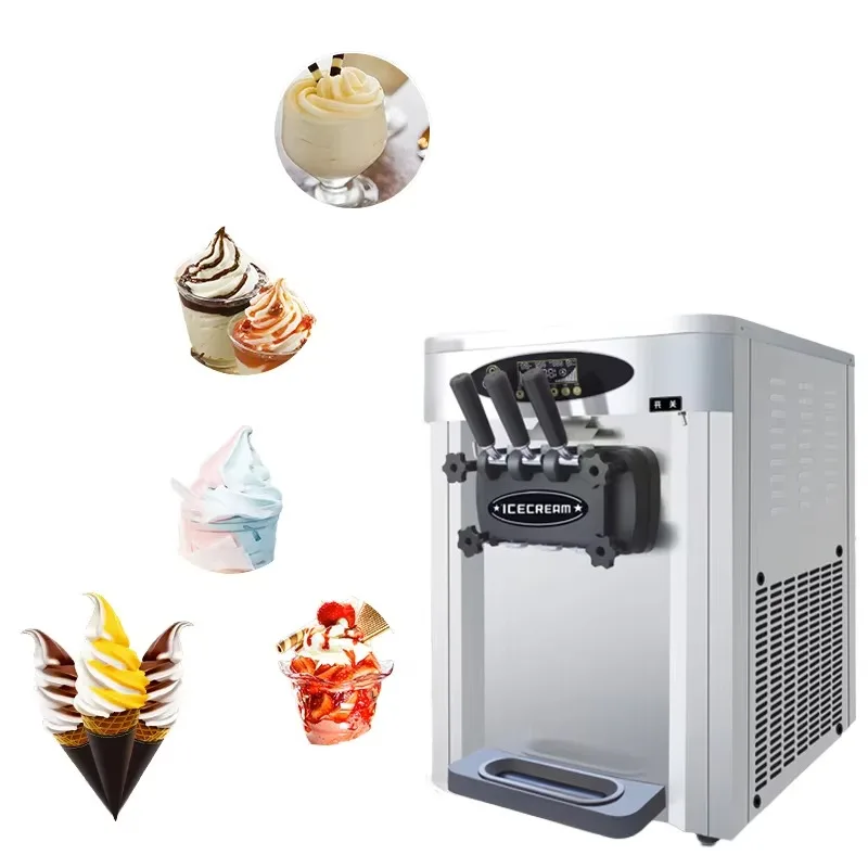 Soft Serve Ice Cream Making Machine Automatic Three Flavors Cream Cart Ice Cream Maker