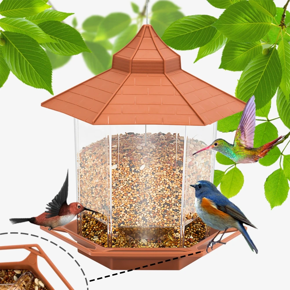 Mangeoire automatique pour oiseaux avec plusieurs trous, belvédère extérieur, maison d'alimentation pour noix, conteneur de nourriture pour oiseaux, outil d'alimentation