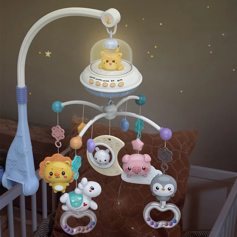 Baby crib bell chime, children's product for 0-1 years old, remote control music rotating bedside bell, baby soothing toy, gift