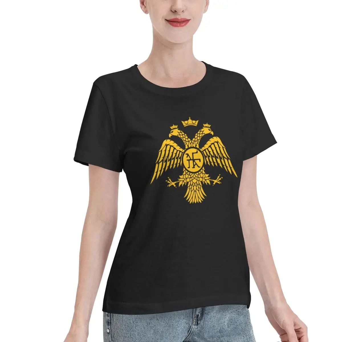 Bulk Wholesale Byzantine Eagle Symbol Flag Women's T-shirt Minimalist Basic Tops For Women