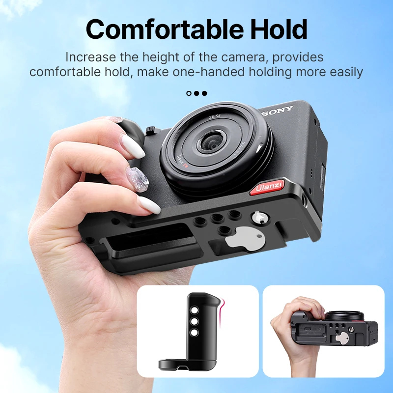 Ulanzi R105 Camera Expansion L Plate with 1/4\'\' Screw Holes Cold Shoe Mic Video Light Vlog for Sony ZV-1F/ZV-1 II Bracket DSLR