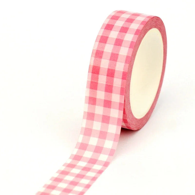 

2025 NEW 1PC 10M Deco Beautiful Pink Plaid Washi Tapefor Scrapbooking Journaling Adhesive Masking Tape Cute Stationary