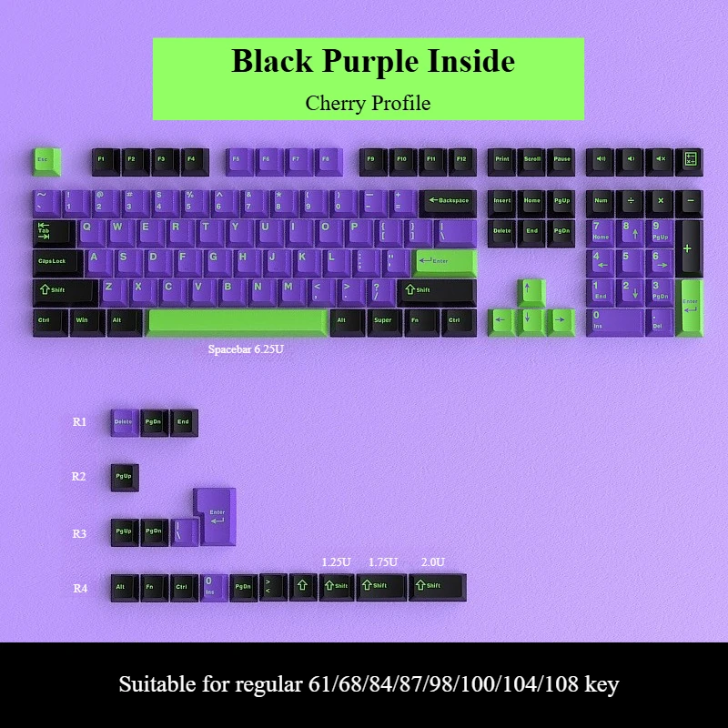 

Classic Purple Color Blocking Keycaps Cherry Profile Key Caps Gaming Mechanical Keyboard Custom Key Caps