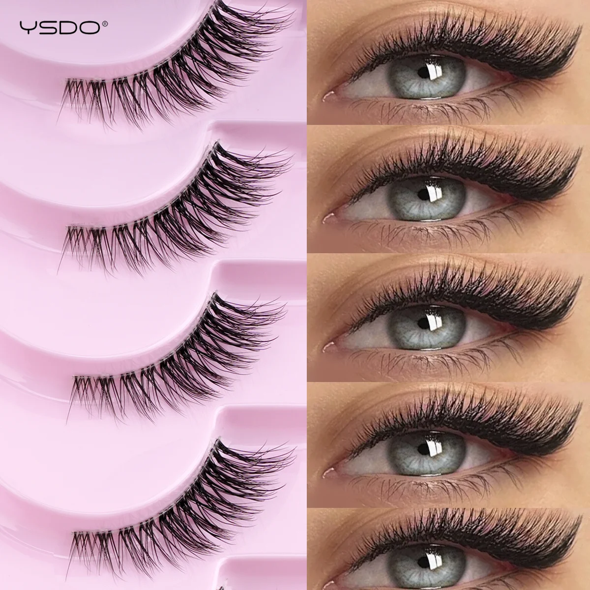 YSDO pestañas de ojos de zorro 3/10 pares de pestañas 3D pestañas naturales de visón extensión de pestañas de ojos de gato suaves pestañas esponjosas maquillaje medio pestañas